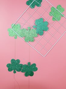 1入組聖帕特里克節金屬亮絲三葉草裝飾紙花環 - 軍綠色 - 查看 2