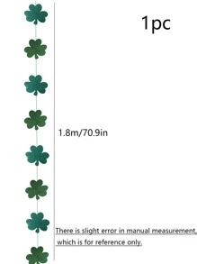 1入組聖帕特里克節金屬亮絲三葉草裝飾紙花環 - 軍綠色 - 查看 3