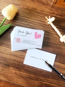 50pcs Heart & Slogan Graphic Card - Multicolor - View 3