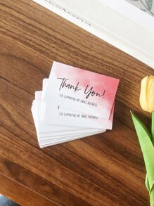 50pcs Slogan Graphic Thank You Card - Multicolor - View 5