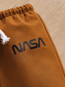 SHEIN 男嬰字母圖案套頭衫和腰部抽繩長褲