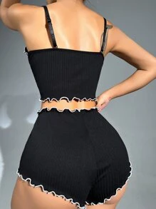 ZzzCrew Conjunto de pijama / Conjunto de salón con lazo y ribete de lechuga