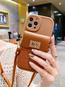 斜挎包裝飾手機殼 - 棕色 - 查看 5