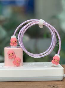 5入組章魚設計數據線保護頭套裝 - 彩色 - 查看 2