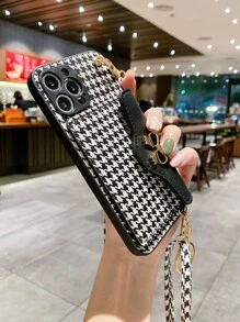 Elegante Hundezahnmuster Münzbörse Kartenetui Umhängetasche, kompatibel mit iPhone 16/16Pro/16Pro Max/16E, weiches schützendes Handyhülle für Frauen, Sturzsicher