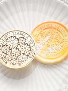 1入組隨機花朵設計現代蠟封印章頭適用於學校 - 金色 - 查看 1