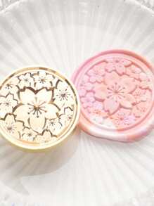 1入組隨機花朵設計現代蠟封印章頭適用於學校 - 金色 - 查看 2