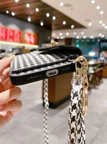 Elegante Hundezahnmuster Münzbörse Kartenetui Umhängetasche, kompatibel mit iPhone 16/16Pro/16Pro Max/16E, weiches schützendes Handyhülle für Frauen, Sturzsicher