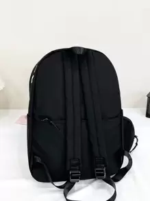 女孩字母圖案功能背包附錢包 - 黑色 - 查看 2