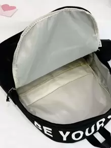 女孩字母圖案功能背包附錢包 - 黑色 - 查看 5