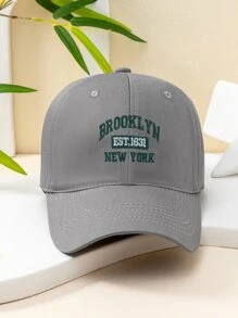 1 cái Y2K Unisex thêu chữ BROOKLYN NEW YORK Áo chống nắng thời trang thoáng khí Mũ bóng chày thích hợp cho các hoạt động ngoài trời hàng ngày, tấm che nắng - Xám - Xem 1