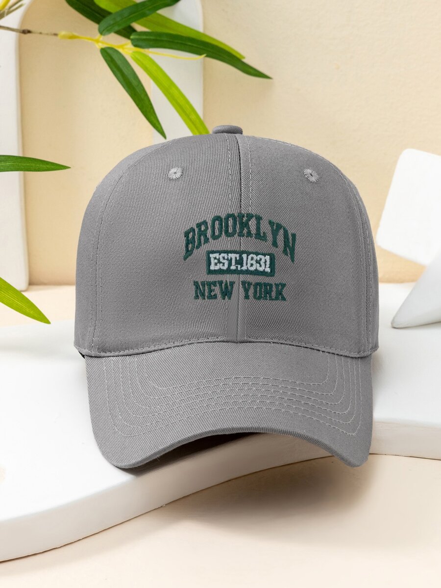 1 cái Y2K Unisex thêu chữ BROOKLYN NEW YORK Áo chống nắng thời trang thoáng khí Mũ bóng chày thích hợp cho các hoạt động ngoài trời hàng ngày, tấm che nắng - Xám - Xem 1
