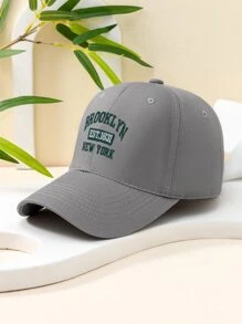 1 cái Y2K Unisex thêu chữ BROOKLYN NEW YORK Áo chống nắng thời trang thoáng khí Mũ bóng chày thích hợp cho các hoạt động ngoài trời hàng ngày, tấm che nắng - Xám - Xem 3