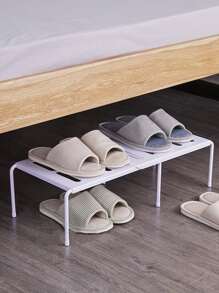 1pc Adjustable Shoe Storage Rack - White - View 1