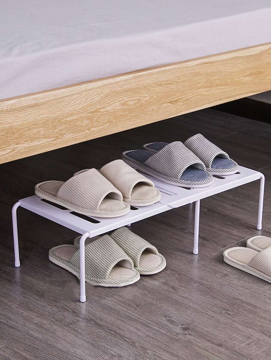 1pc Adjustable Shoe Storage Rack - White - View 1