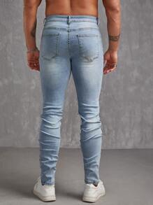 Manfinity Men Ripped Skinny Stacked Jeans