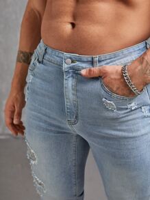 Manfinity Men Ripped Skinny Stacked Jeans