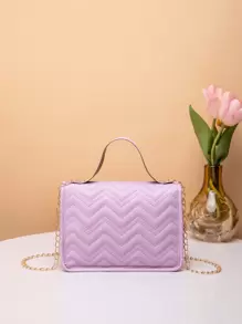 Mini Fashionable Women Handbag Flap Chain Shoulder Bag Crossbody Bag , Purple - Mauve Purple - View 4