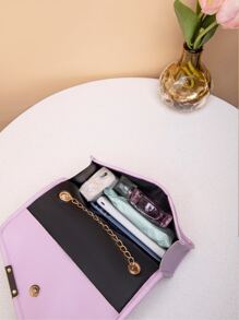 Mini Fashionable Women Handbag Flap Chain Shoulder Bag Crossbody Bag , Purple - Mauve Purple - View 5
