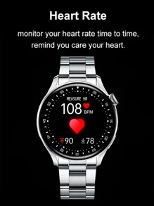 Round Dial Smart Watch - Silver - View 3