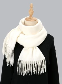 1pc Fashionable Elegant Solid Color Women's Scarf - White - View 1