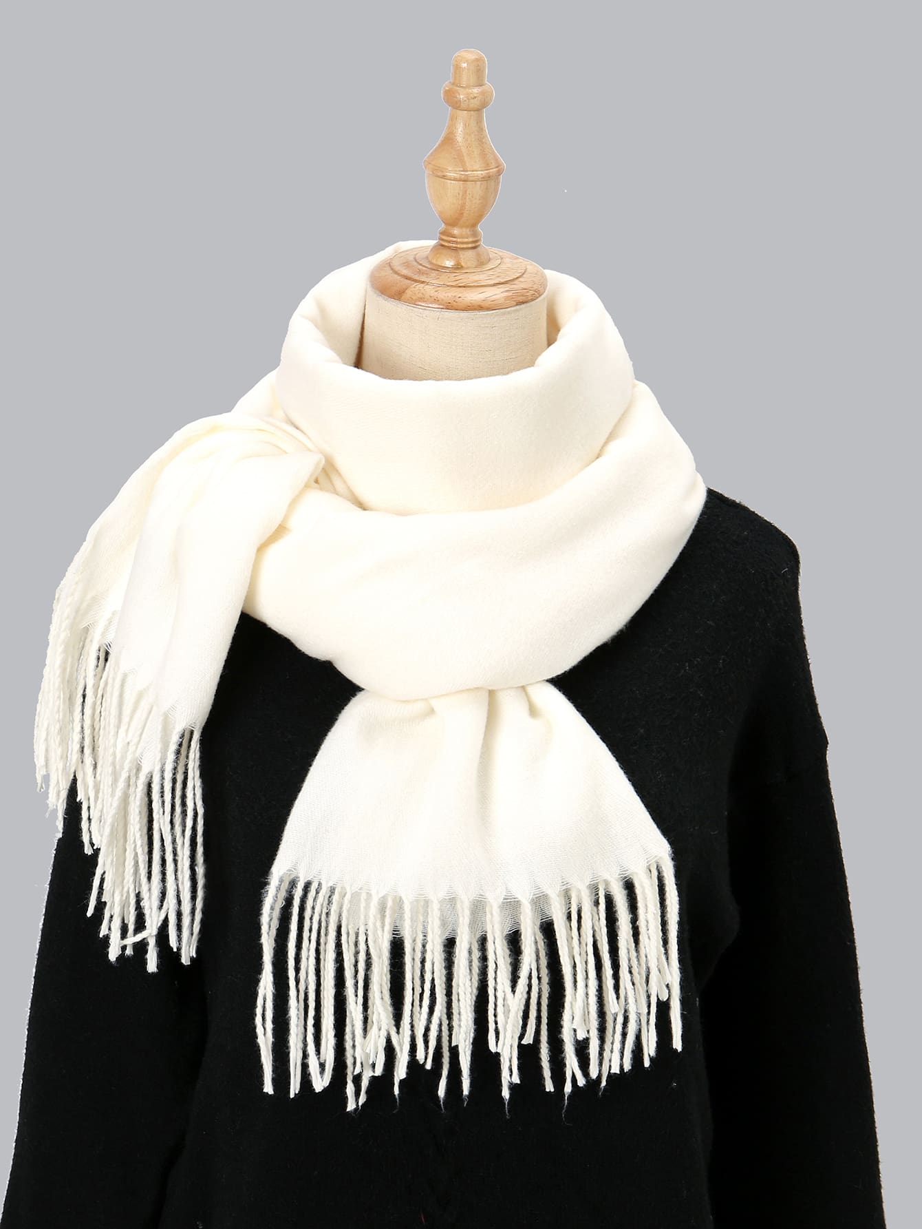 1pc Fashionable Elegant Solid Color Women's Scarf - White - View 1