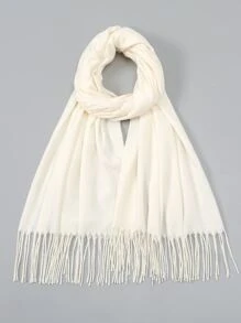 1pc Fashionable Elegant Solid Color Women's Scarf - White - View 3
