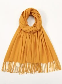 1pc Fashionable Solid Color Versatile Warm Scarf - Mustard Yellow - View 1