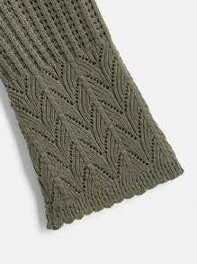 ROMWE Fairycore Áo len nữ màu trơn Giải trí - xanh quân đội - Xem 3