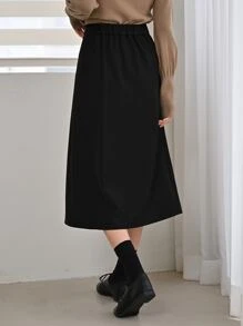 DAZY High Waist Split Hem Skirt - Black - View 2