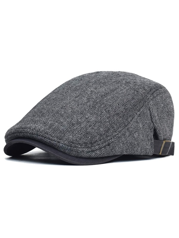 Men Herringbone Pattern Flat Cap