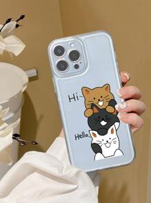 卡通貓樣式手機殼 - 彩色 - 查看 1