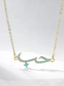 Cubic Zirconia Charm Necklace - Yellow Gold - View 1