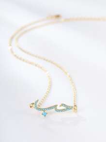 Cubic Zirconia Charm Necklace - Yellow Gold - View 5