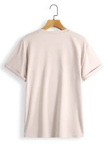 SHEIN EZwear 大碼花卉圖案和小熊印花T恤 - 杏色 - 查看 2