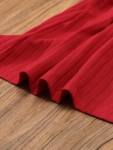 Toddler Girls Bow Front Tee Dress - Red - View 5