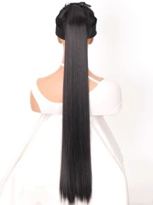 18-34 英寸超长直黑色马尾辫合成马尾接发，适合女性中国新年、音乐节、派对、角色扮演、节日和日常使用