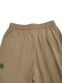 Manfinity Hombres Pantalones cargo con bolsillo lateral con solapa de cintura con cordón - Caqui - Ver 4
