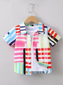Toddler Boys Colourful Striped Shirt Without Tee - Multicolor - View 1