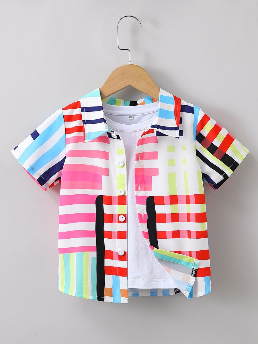 Toddler Boys Colourful Striped Shirt Without Tee - Multicolor - View 1