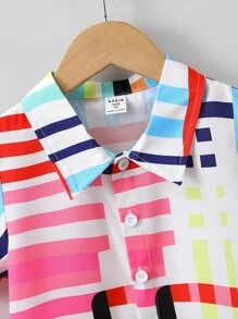 Toddler Boys Colourful Striped Shirt Without Tee - Multicolor - View 3