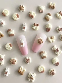 20 件混合卡通图案美甲装饰 DIY 指甲饰 指甲宝石 美甲用品 指甲 - 彩色 - 查看 2