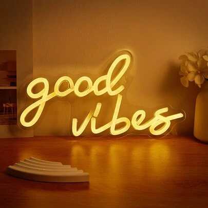1 biển hiệu đèn LED neon Good Vibes, đèn tường hình bóng đèn neon xanh lá cây, trang trí phòng trò chơi, trang trí nhà cửa, quà tặng sinh nhật, nghệ thuật treo tường, đèn ngủ, phim hoạt hình, dành cho bé trai, bạn bè, sinh nhật, giáng sinh, nguồn điện USB 5V có công tắc bật/tắt