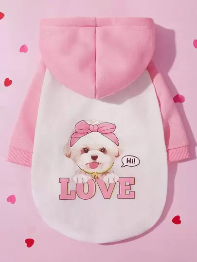 PETSIN 1 件卡通狗图案宠物连帽衫 - 温暖舒适，适合秋季、冬季和早春；非常适合日常穿着、户外散步、公园游览、家庭聚会、节日庆祝、生日派对、主题活动和有趣的照片拍摄；采用彩色卡通狗图案和连帽设计，为您的宠物衣柜带来舒适和俏皮的时尚。