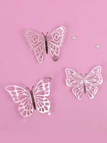 12 piezas Decoración de pasteles con diseño de mariposa al azar - Oro rosa - Ver 5