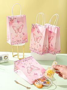 4入組卡通印花皇冠、蝴蝶、花朵、城堡印花糖果禮物袋,紙質手提袋 - 彩色 - 查看 1