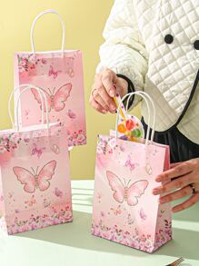 4入組卡通印花皇冠、蝴蝶、花朵、城堡印花糖果禮物袋,紙質手提袋 - 彩色 - 查看 2