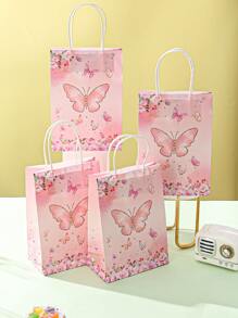 4入組卡通印花皇冠、蝴蝶、花朵、城堡印花糖果禮物袋,紙質手提袋 - 彩色 - 查看 5