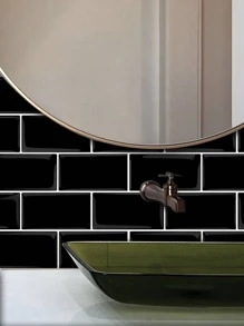 1 pieza Papel mural ladrillo con estampado impermeable - Negro - Ver 7