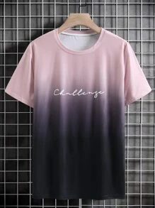 Manfinity Homme 男士漸層字母圖案T恤 - 彩色 - 查看 3